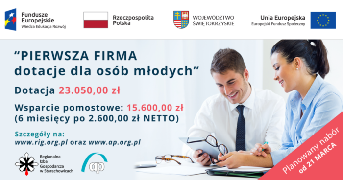 Miniaturka artykułu Rekrutacja do projektu “PIERWSZA FIRMA-dotacje dla młodych”
